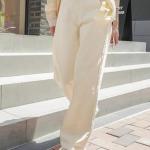 Women Wide Leg Beige Jeans