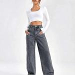 Women Baggy Fit Grey Jeans