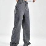 Women Baggy Fit Grey Jeans