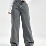 Women Baggy Fit Grey Jeans