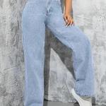 Women Wide-Leg Blue Jeans
