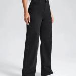 Women Wide-Leg High-Waist Black Jeans