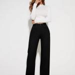 Women Wide-Leg High-Waist Black Jeans