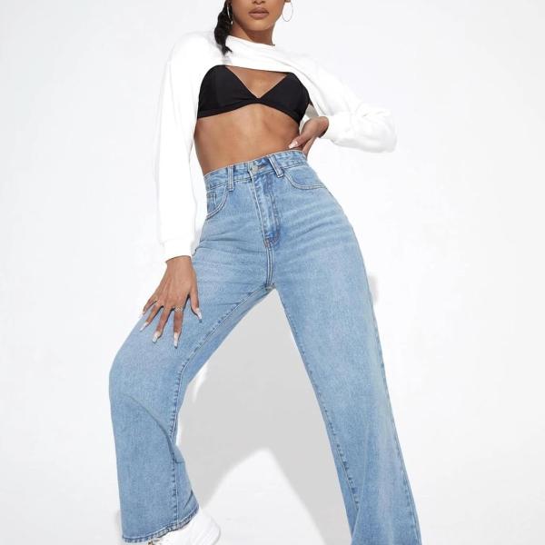 Women Baggy Fit Blue Jeans