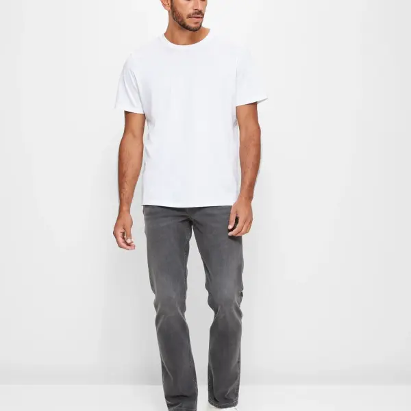 Men Straight Fit Grey Jeans