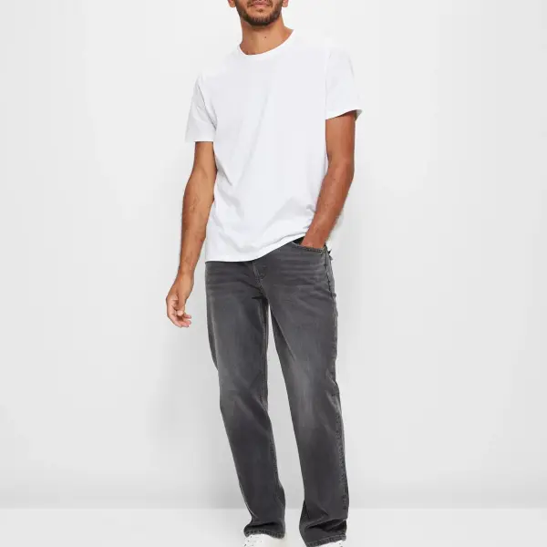 Men Straight Fit Grey Jeans